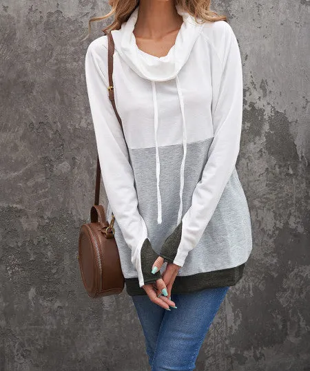 Dual Color Block Thumbhole Sleeved Sweatshirt