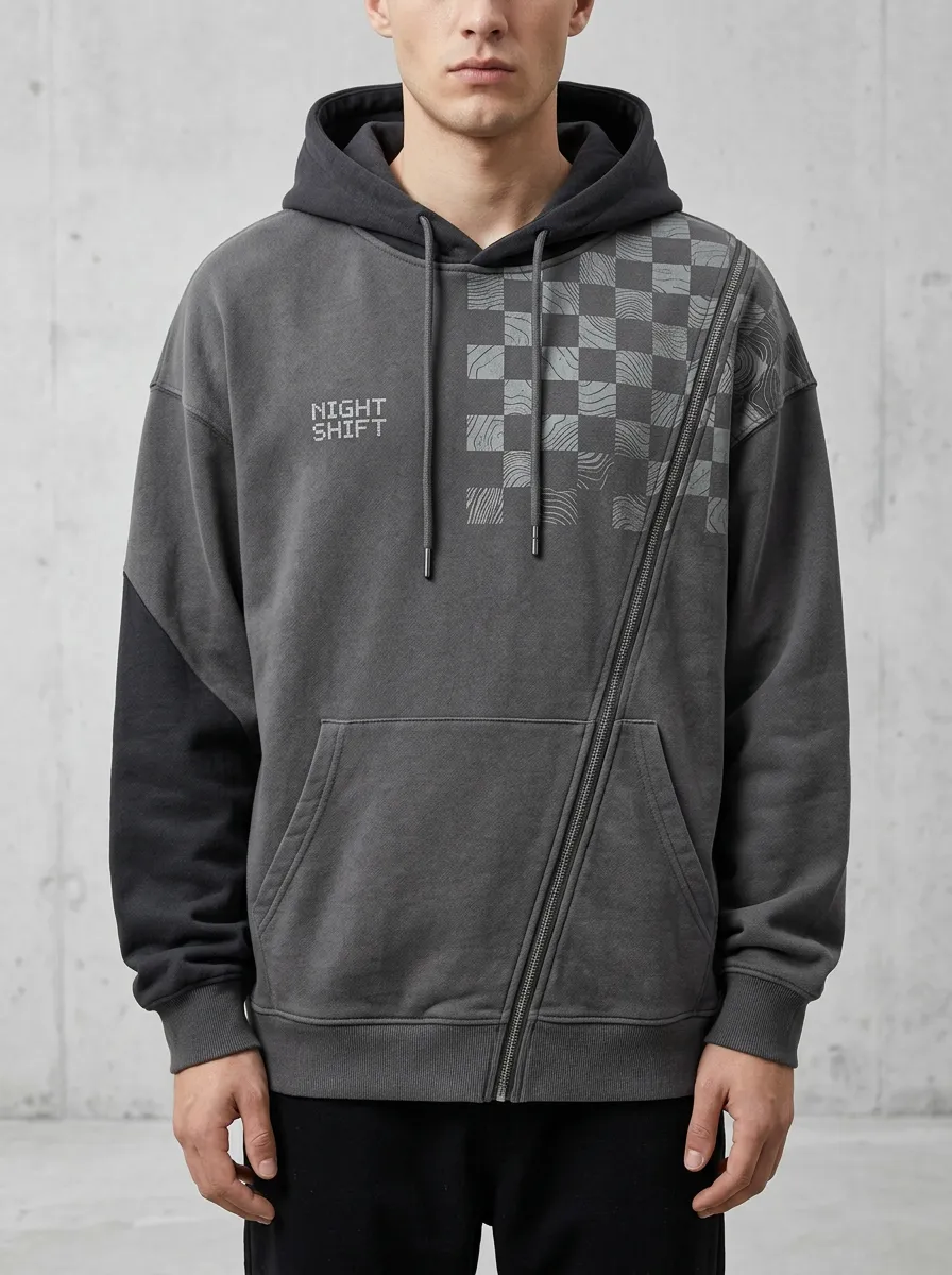 Urban Checkerboard Men's Graphic Hoodie