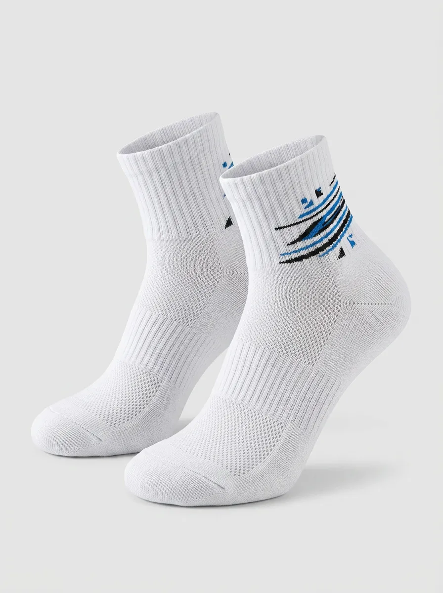 White Peak Abstract Graphic Running Ankle Socks