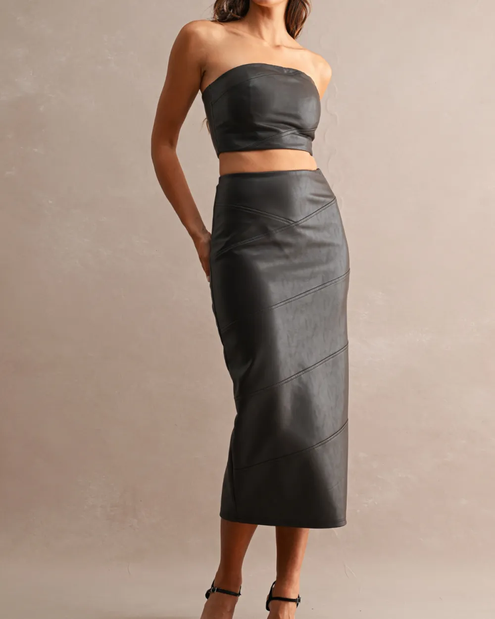 Leather Tube Top & Skirt Set