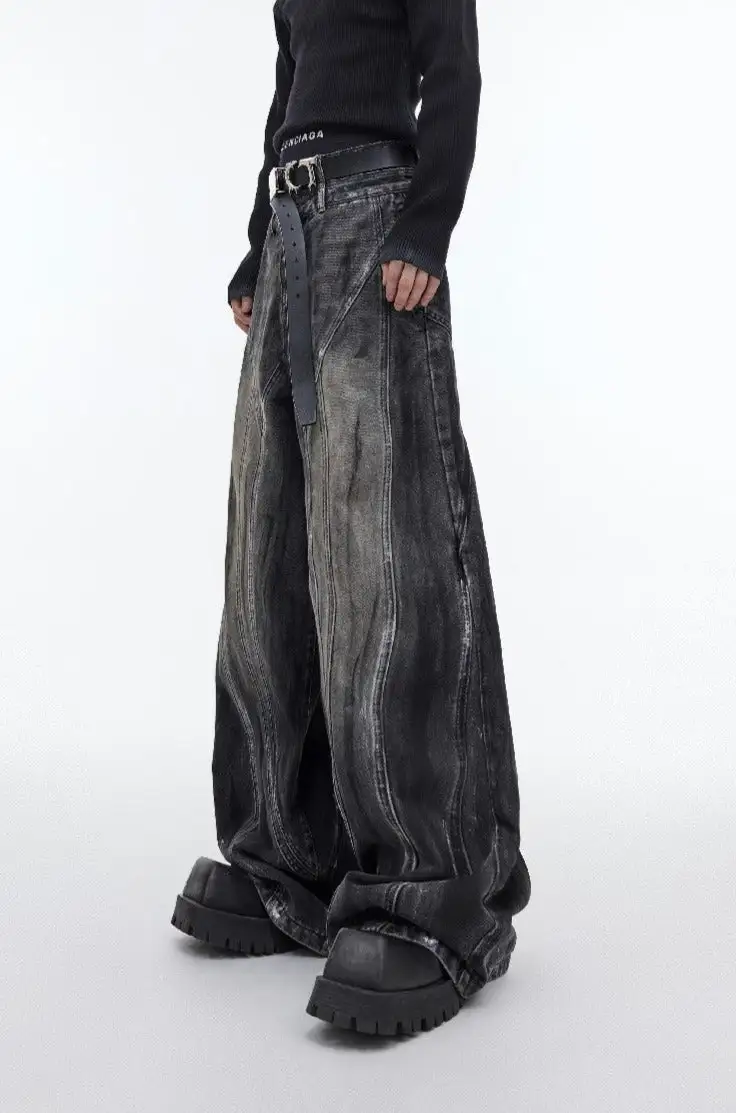 Flared Distressed Bleached Jeans