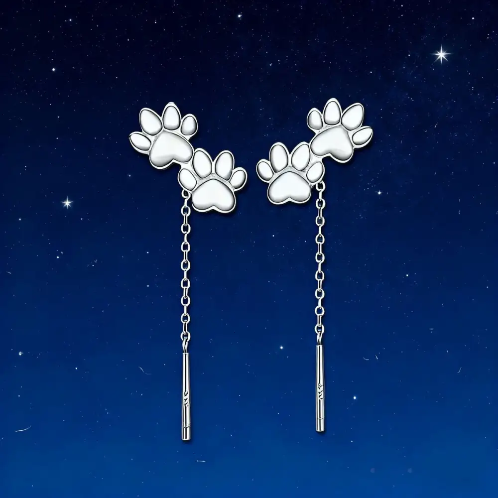 Paw Shaped Drop Earrings