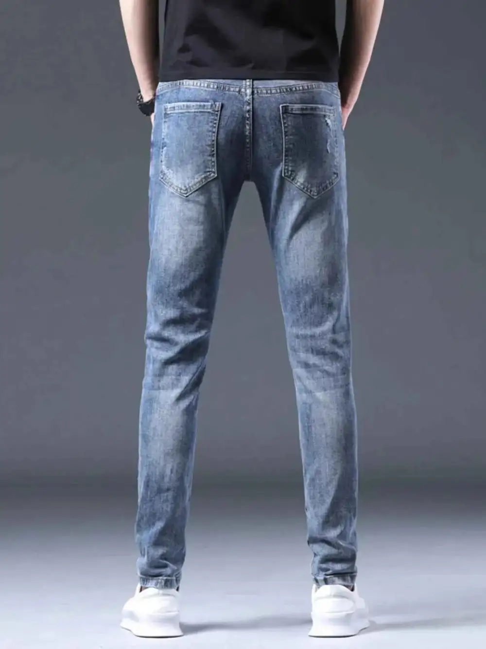 Distressed Slim Fit Ripped Jeans