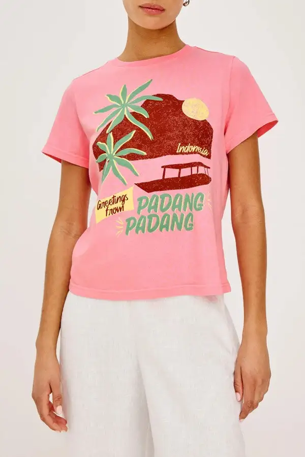 Pink Retro Graphic Print Crew Tee