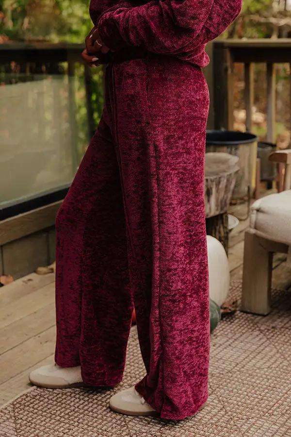 High Waist Wide Leg Chenille Knit Pants