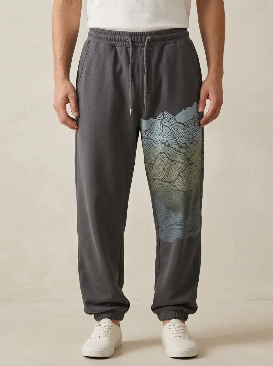 Mountain Line Illustration Cuffed Joggers