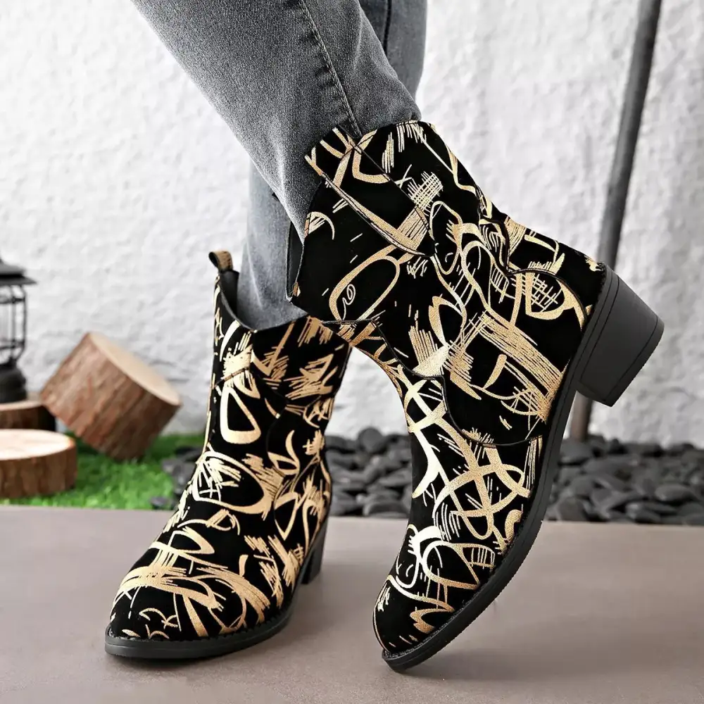 Round Toe Block Heels Boots