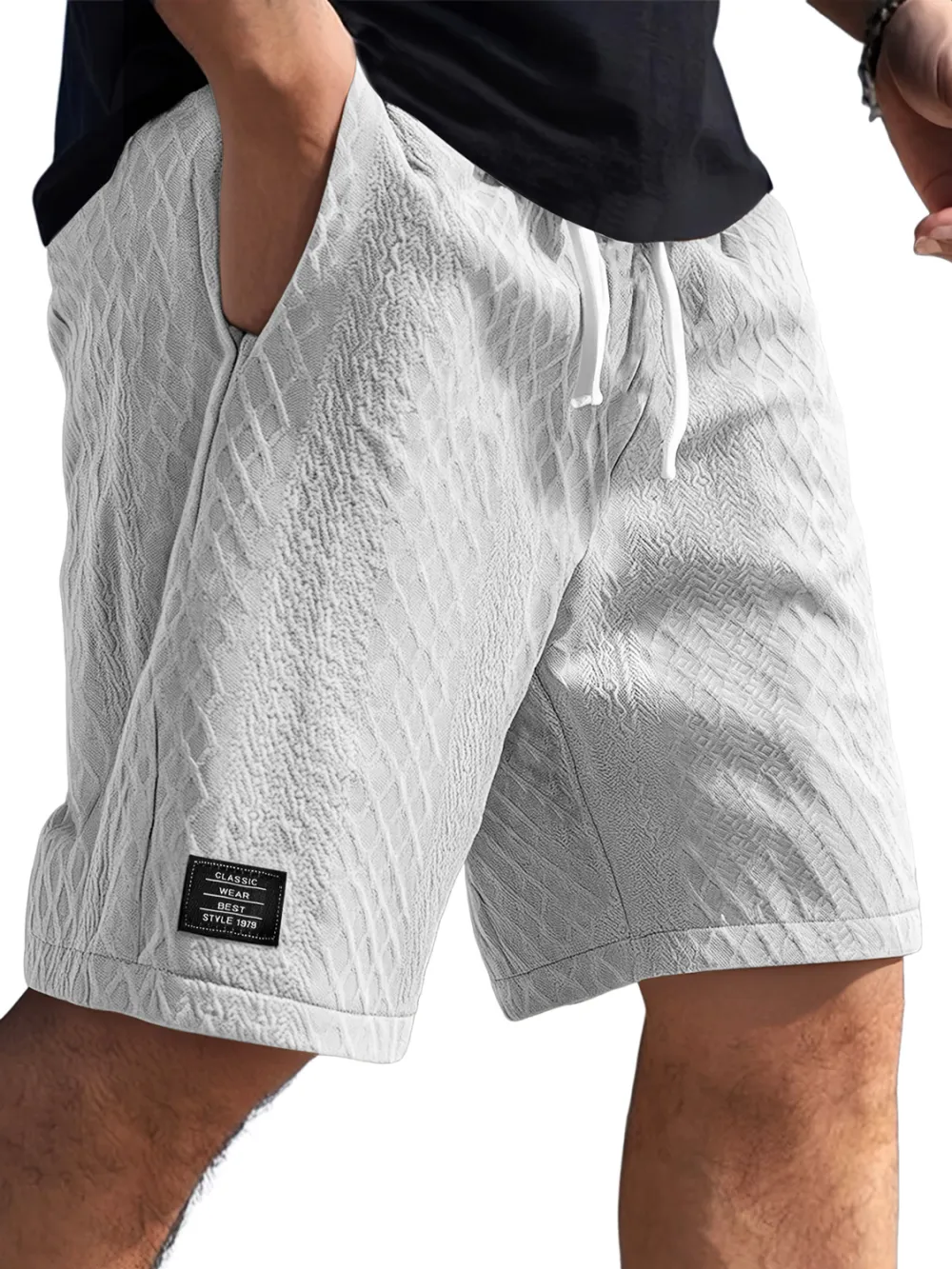 Textured Jacquard Casual Shorts