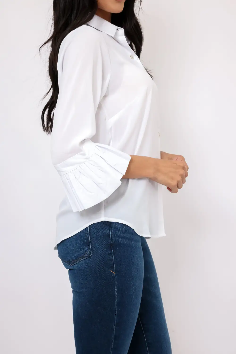 Button Ruffle Ruffled Blouse