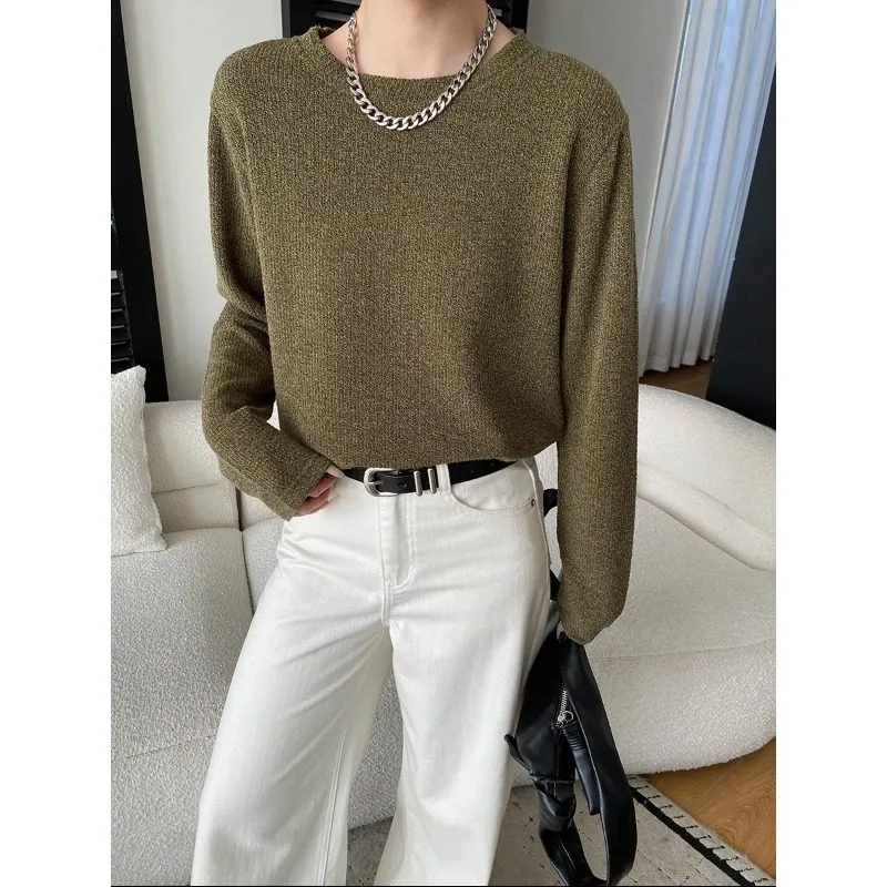 Minimal Simple Round Neck Loose Knit Sweater
