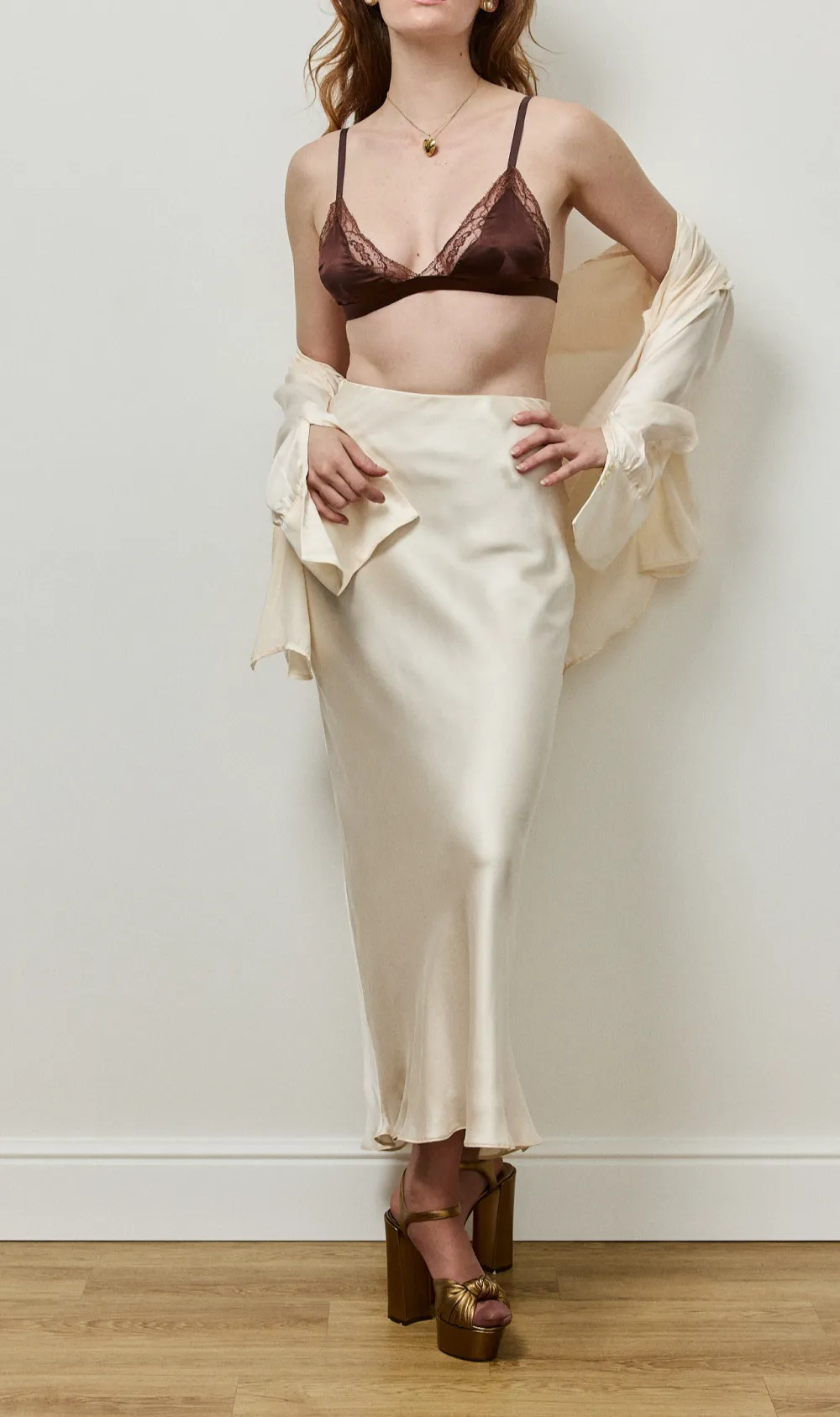 Soft-Cup Silk Satin Triangle Bra
