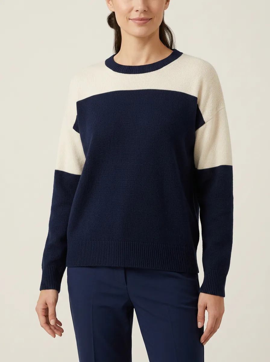 Women's Casual Minimalist Colorblock Knitted Sweater