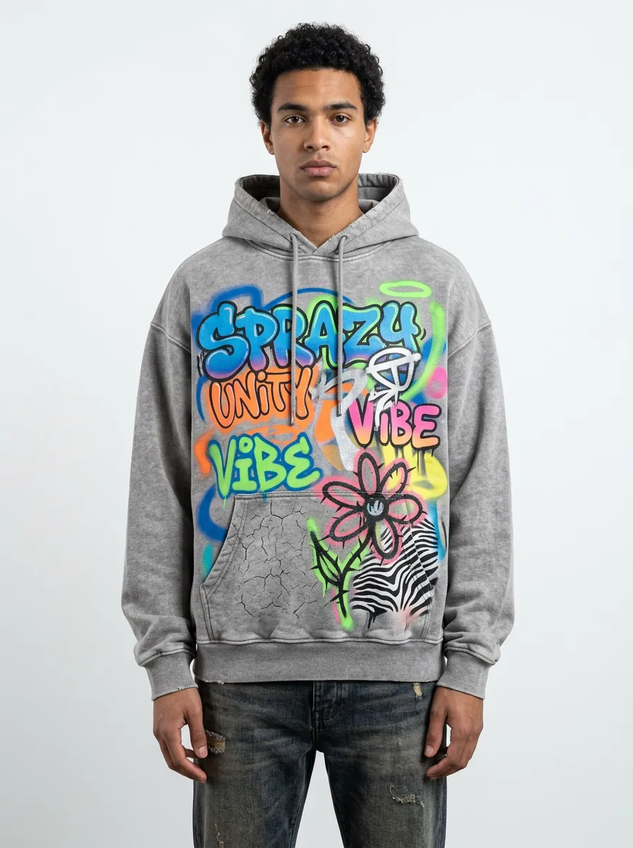 Unisex Streetwear Graffiti Unity Vibe Flower Graphic Hoodie