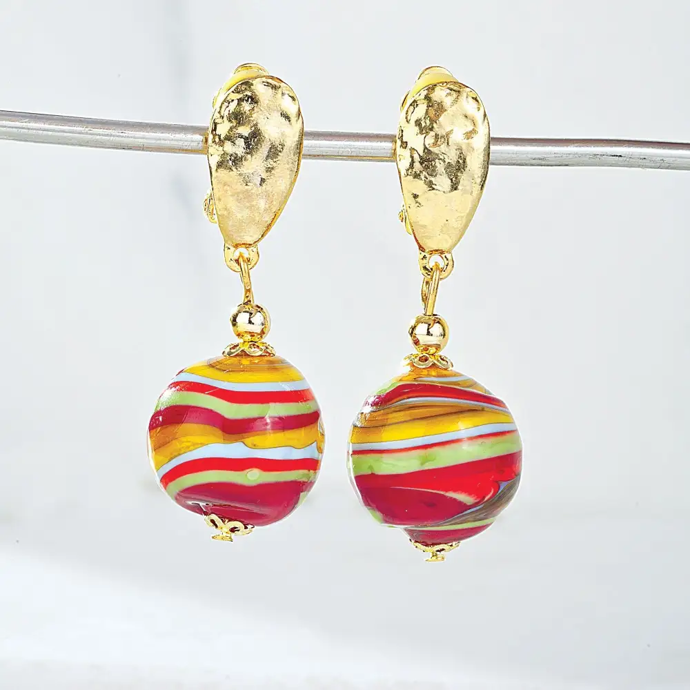 Classic Glass Heart Clip On Earrings