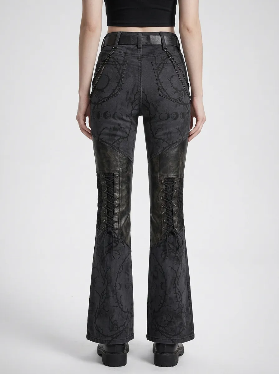 Alternative Moon Thorn Lace Alternative Look Women's Gothic Flare Pants