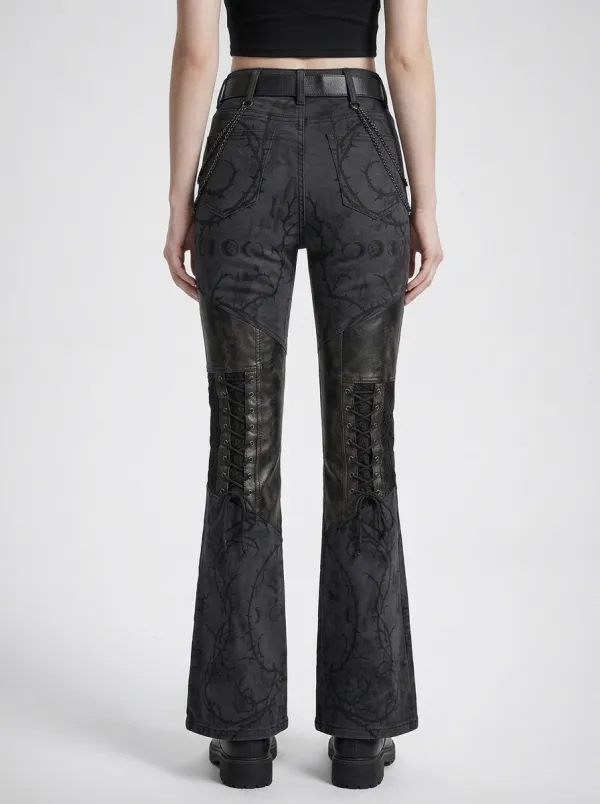 Alternative Moon Thorn Lace Alternative Look Women's Gothic Flare Pants