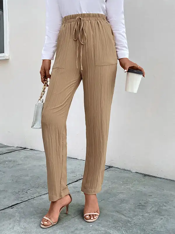 Elastic Waist Pleated Pants