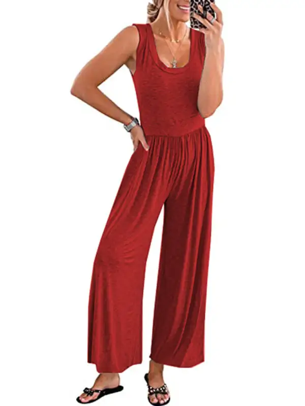 Clean Loose Sleeveless Jumpsuit
