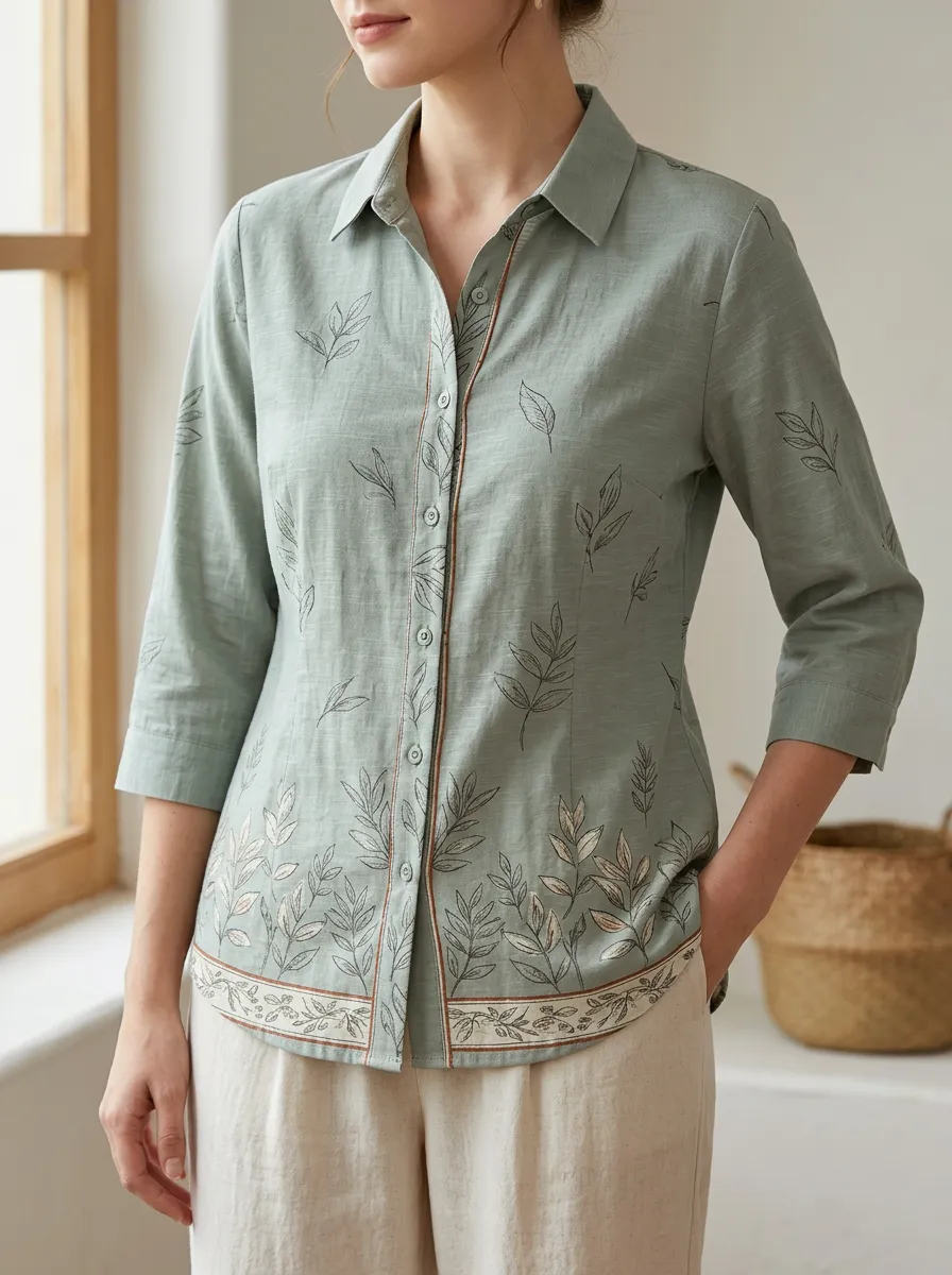 Women's Scenic Botanical Nature Lover Leaf Shirt