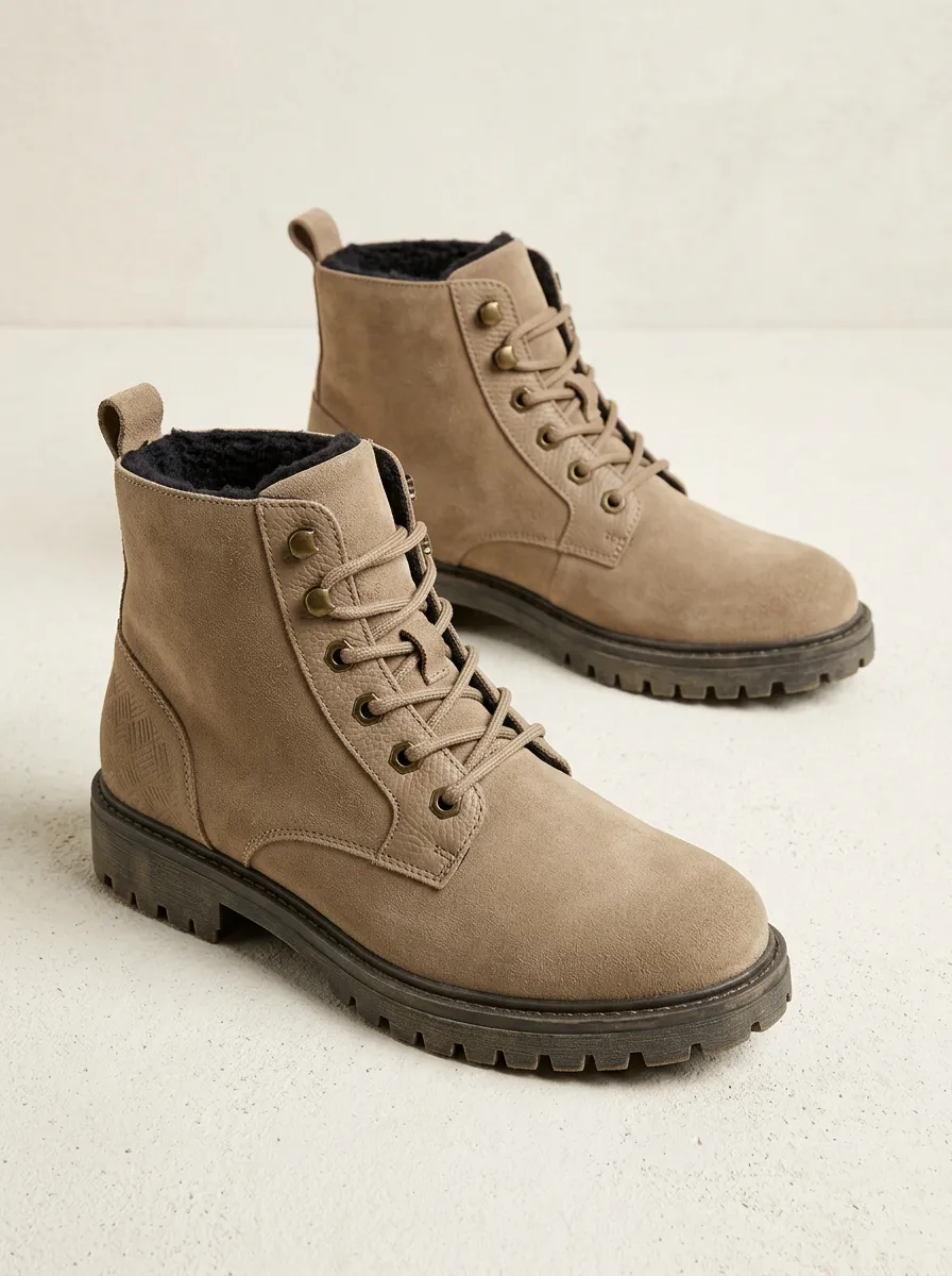 Easy-Wear Geometric Suede Look Street Look Unisex Warm Boots