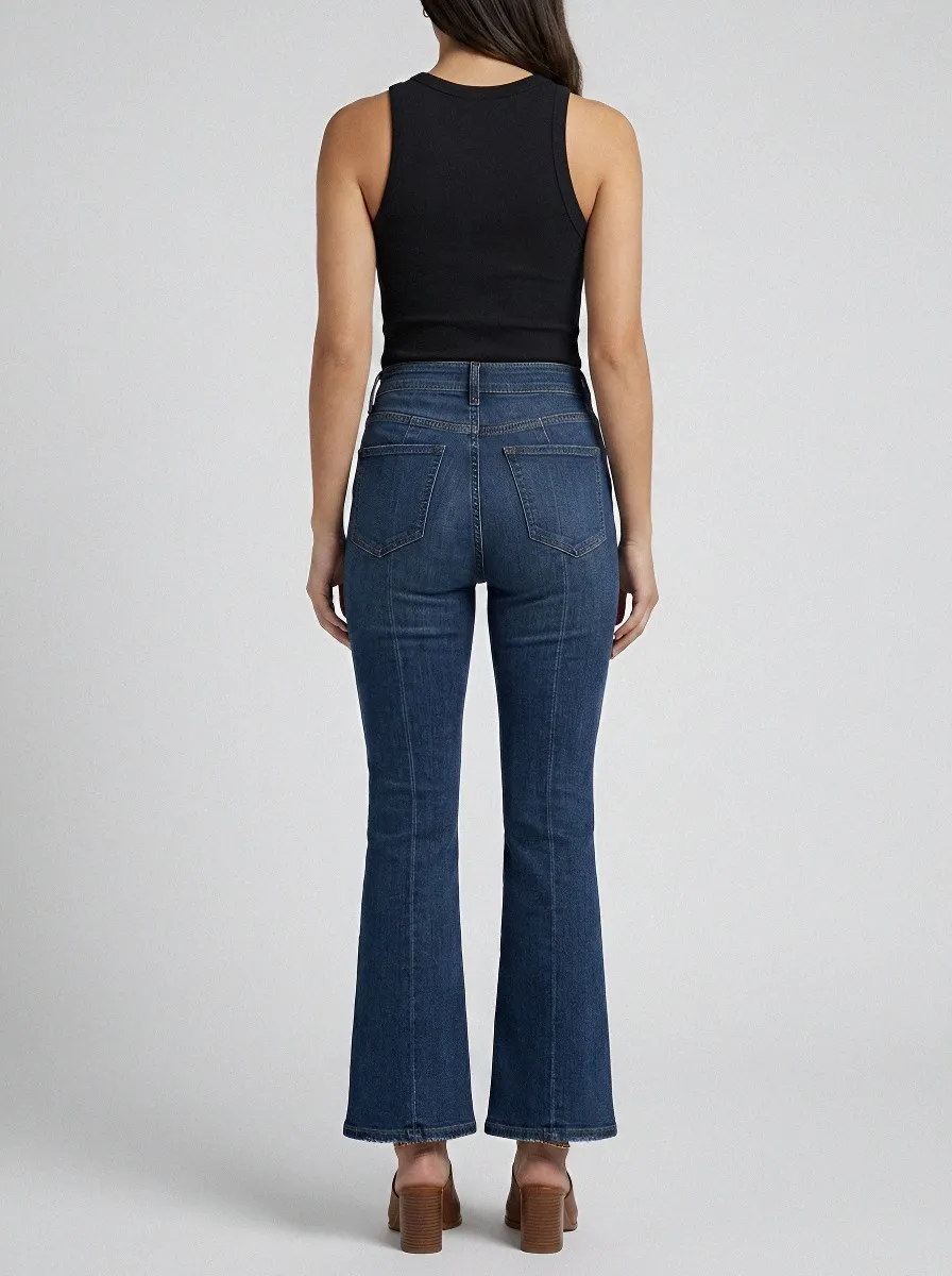 Vintage-Wash Women's High-Waist Stretch Flare Jeans