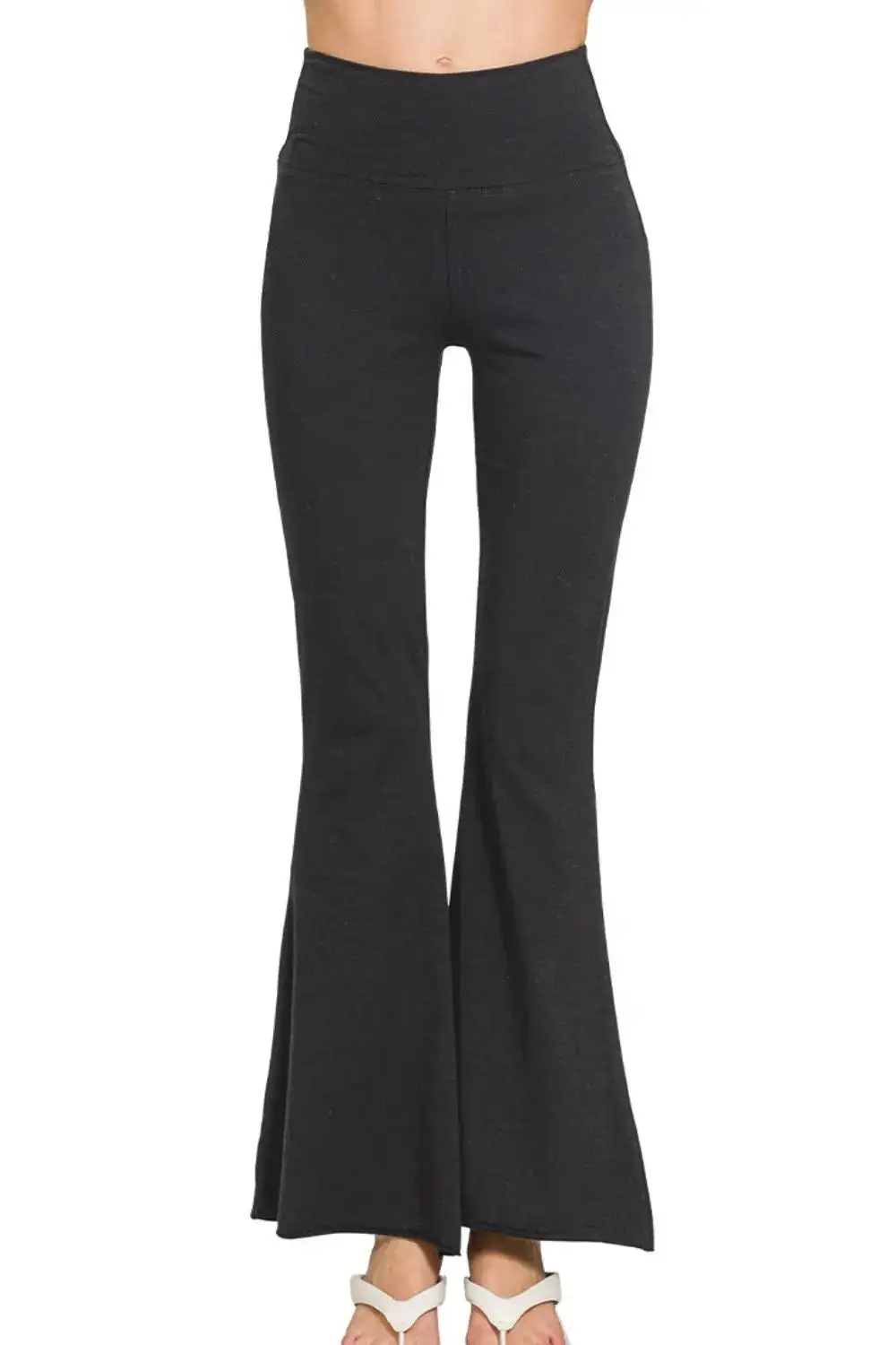 Raw Edge Hem Flared Yoga Pants
