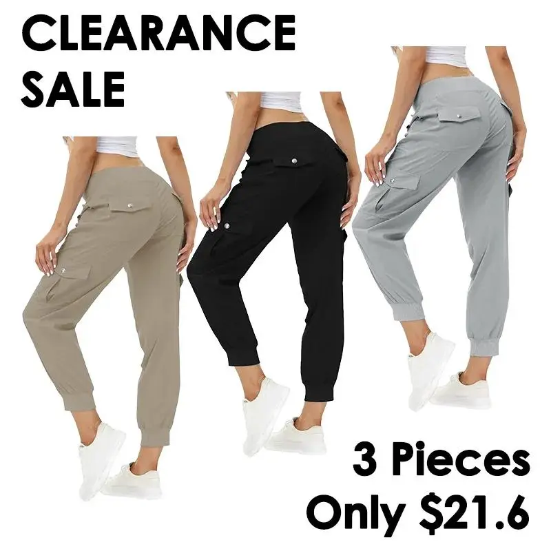 Women's Lightweight Hiking Cargo Pant Elastic Waist 6 Pockets Quick Dry Jogger