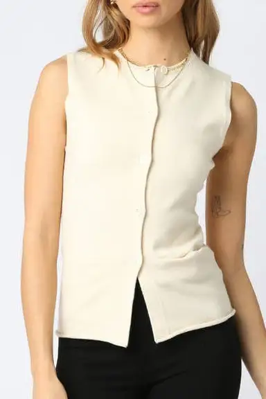 Everyday Sleeveless Button Front Women's Blouse Top