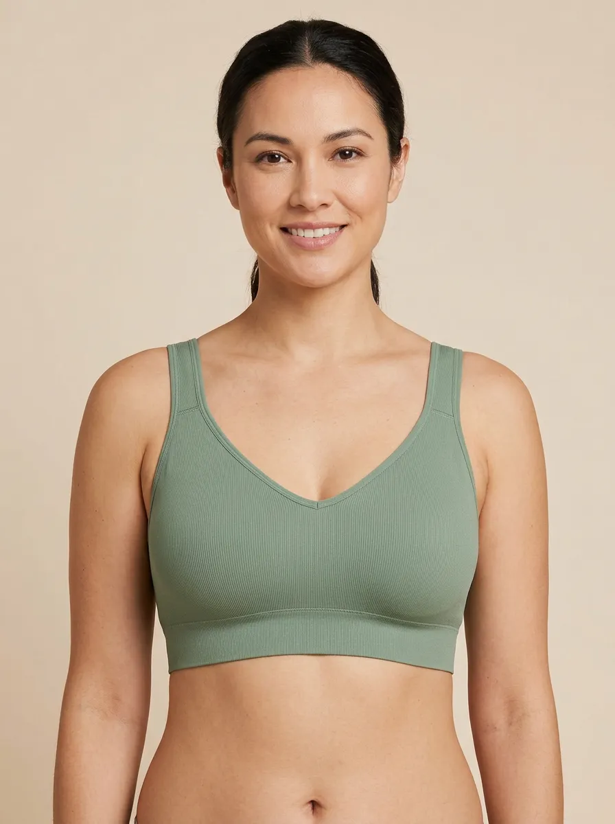 Classic V-Neck Ribbed Bra