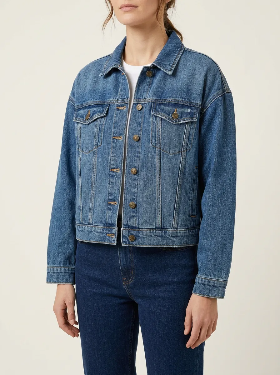 Women's Casual Vintage Style Denim Printed Jacket