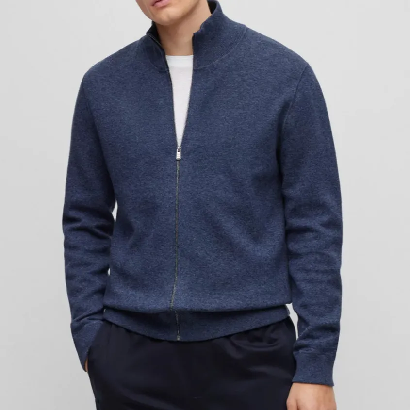 Zip-Front Knit Wool-Blend Men's Cardigan