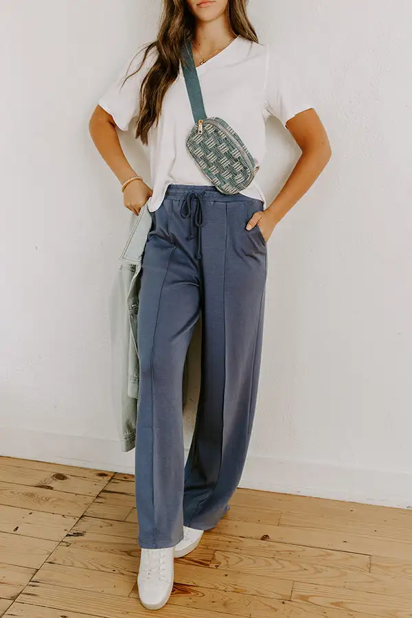High Waist Wide Leg Scuba Knit Pants