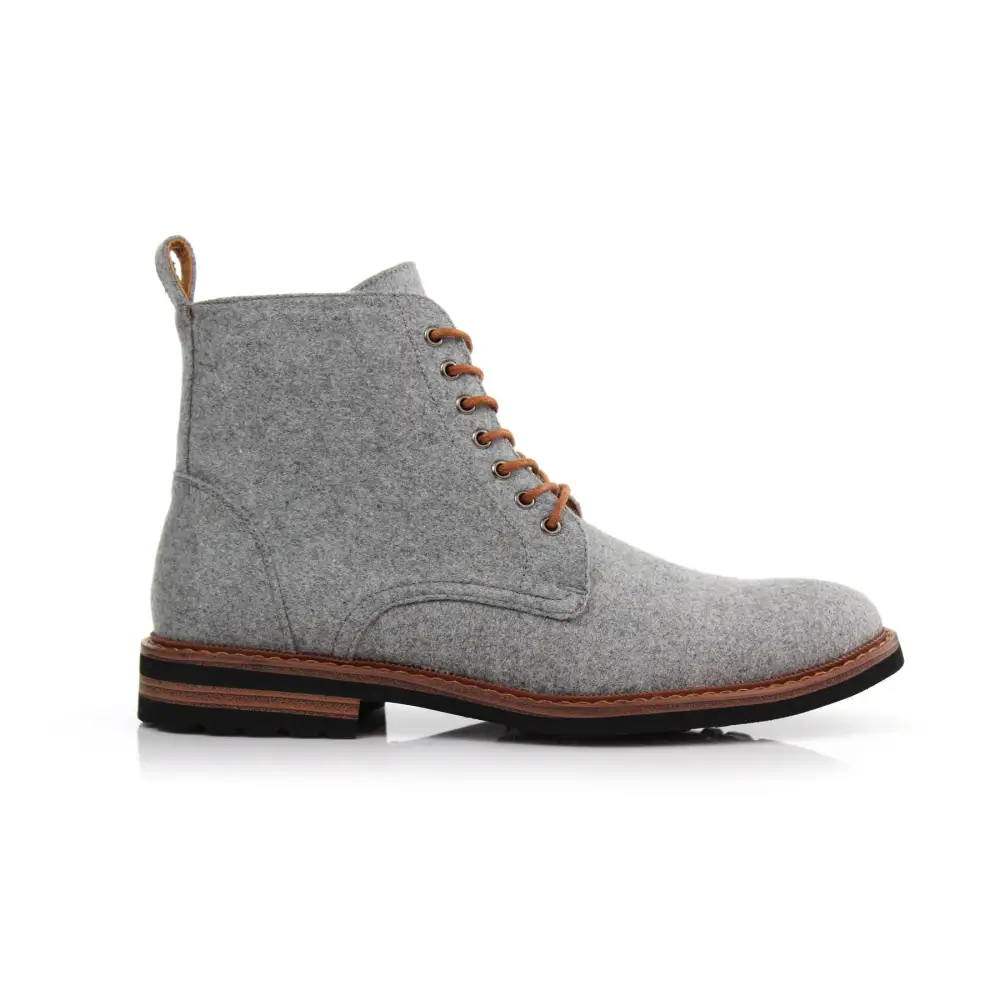 Faux-Leather Burnished Lace-Up Ankle Boots