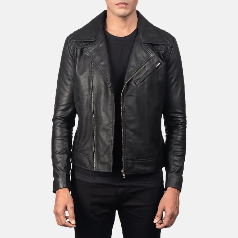 Men's Classic Biker Leather Quilted Jacket