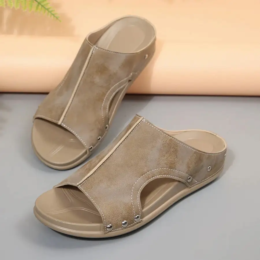Pleated Open Toe Wedge Sandals