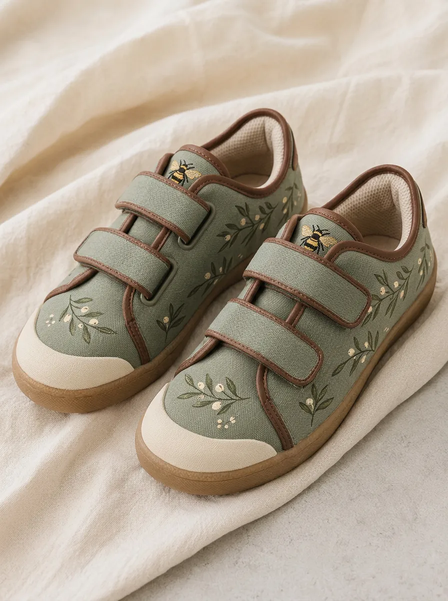 Women's Bee and Botanical Floral Printed Canvas Shoes