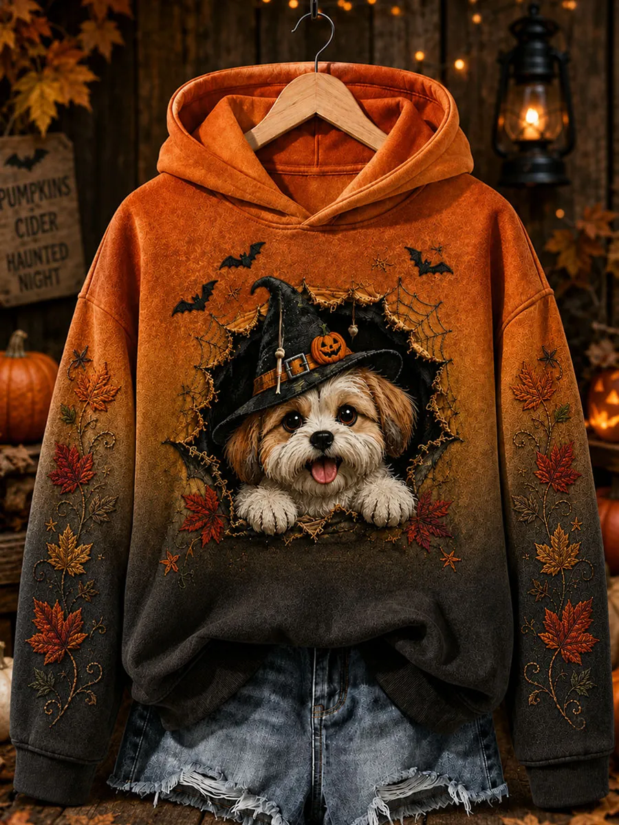 Women's Halloween Cute Dog Hoodie