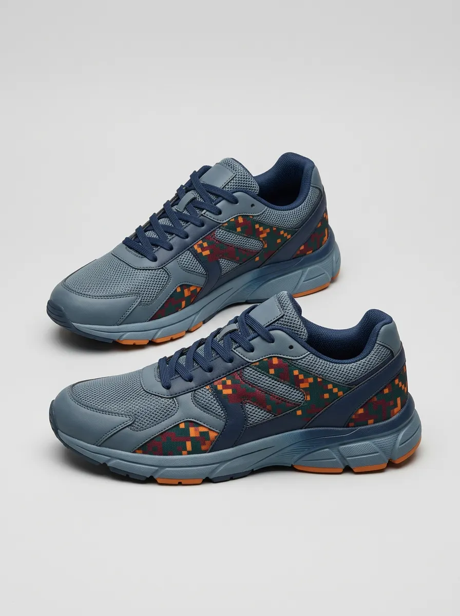 Men's Pixel Camo Pattern Printed Sneakers
