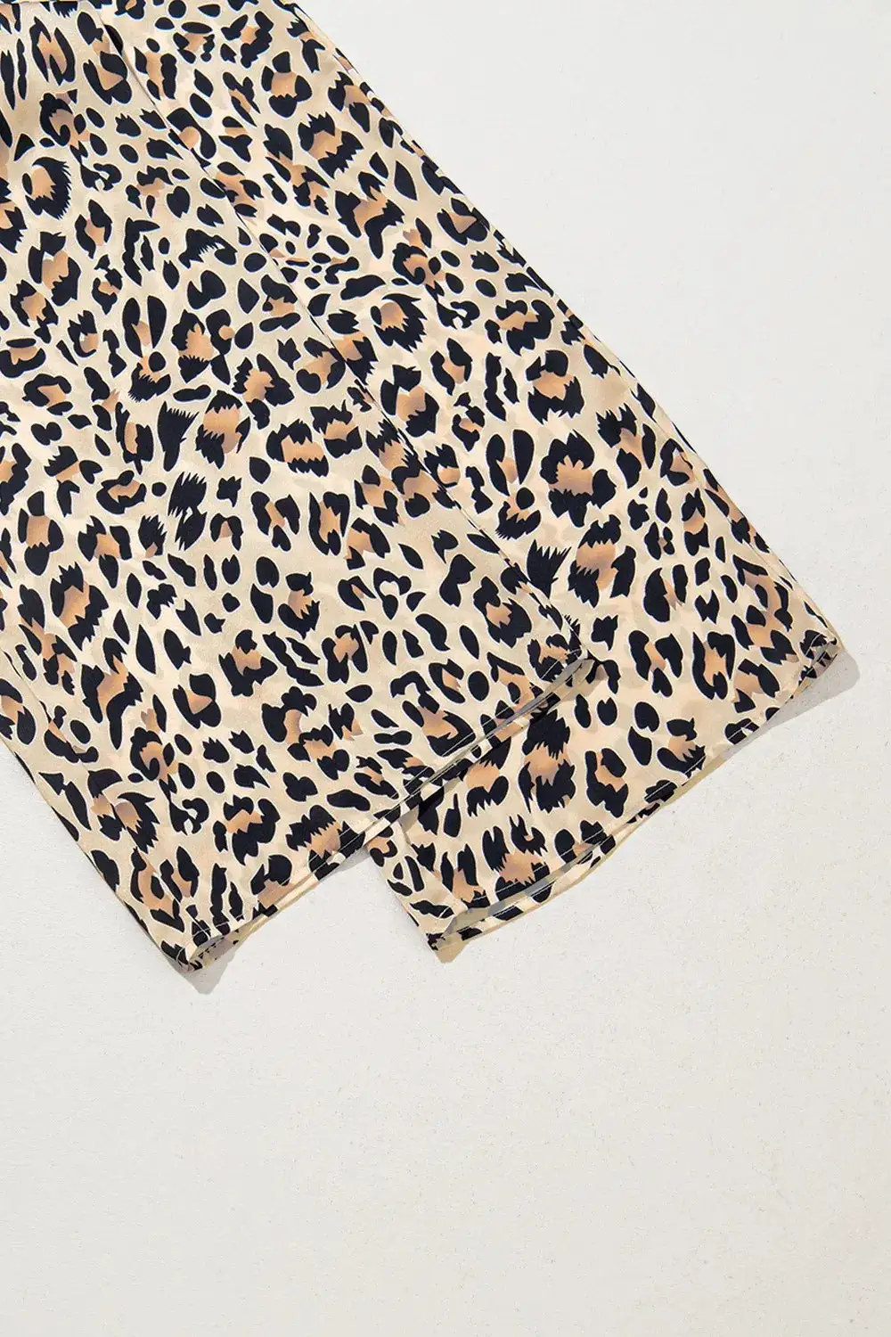 Parchment Leopard Drawstring Flowy Wide Leg Pants