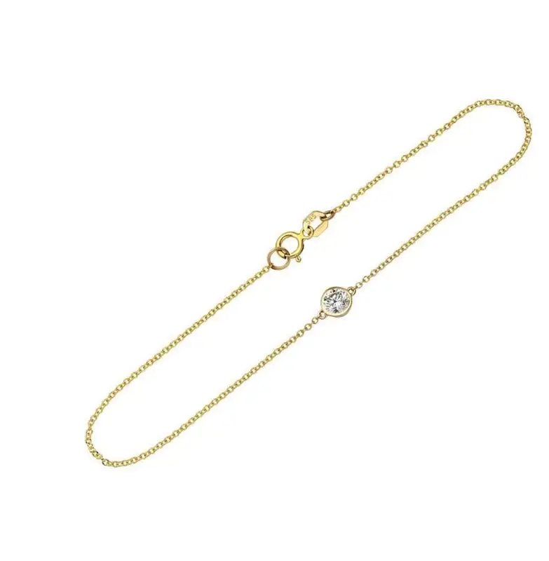 Gold Lab Grown Diamond Solitaire Bracelet