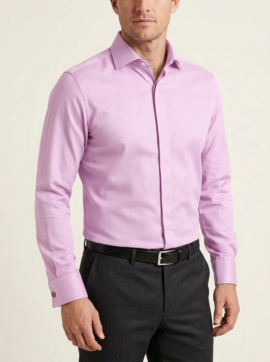 Men's Smart Casual Long-Sleeve Solid Dress Shirt