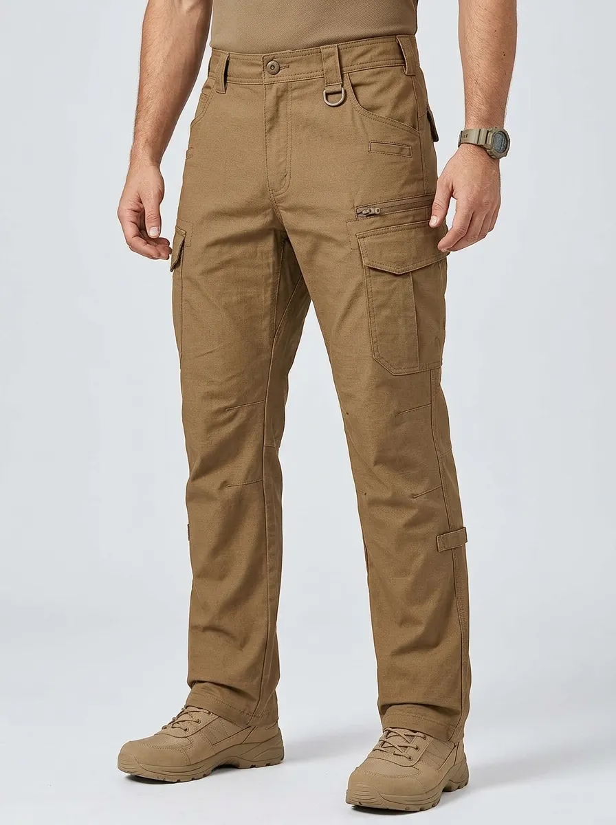 Men's Tactical Outdoor Khaki Multi-Pocket Cargo Pants
