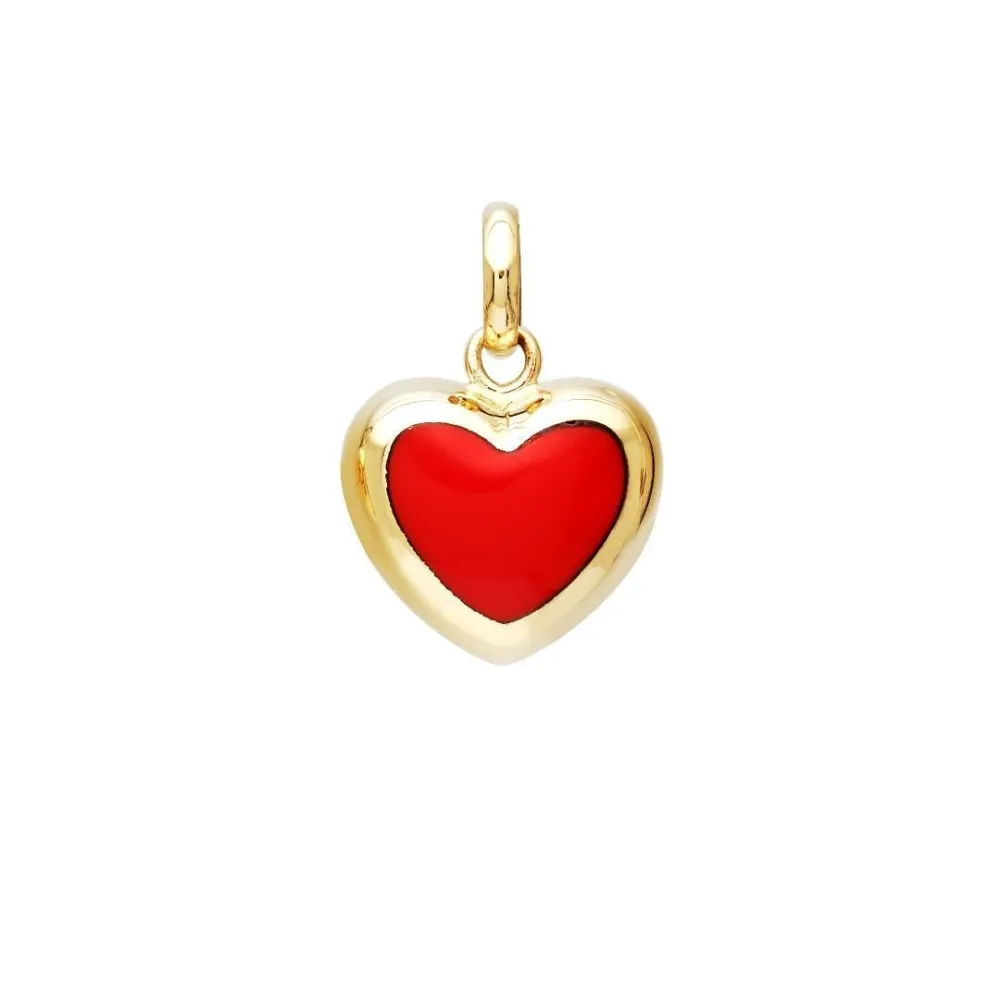 Coral Puffed Heart Pendant Necklace