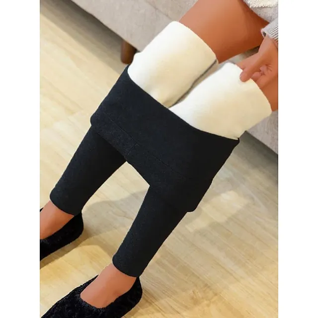 3Pack Women's Fleece Pants Tights Leggings Fleece lined  High Waist Tights Casual / Sporty Athleisure Weekend Yoga Micro-elastic Ankle-Length Tummy Control