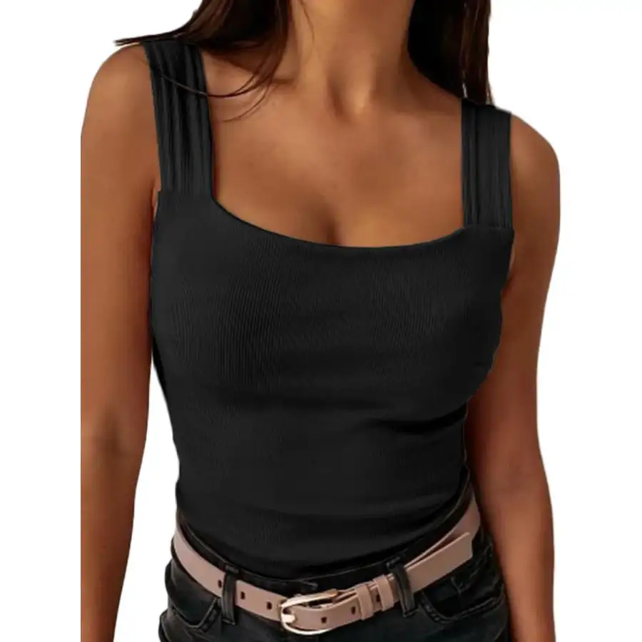 Square Neck Wide Strap Tank
