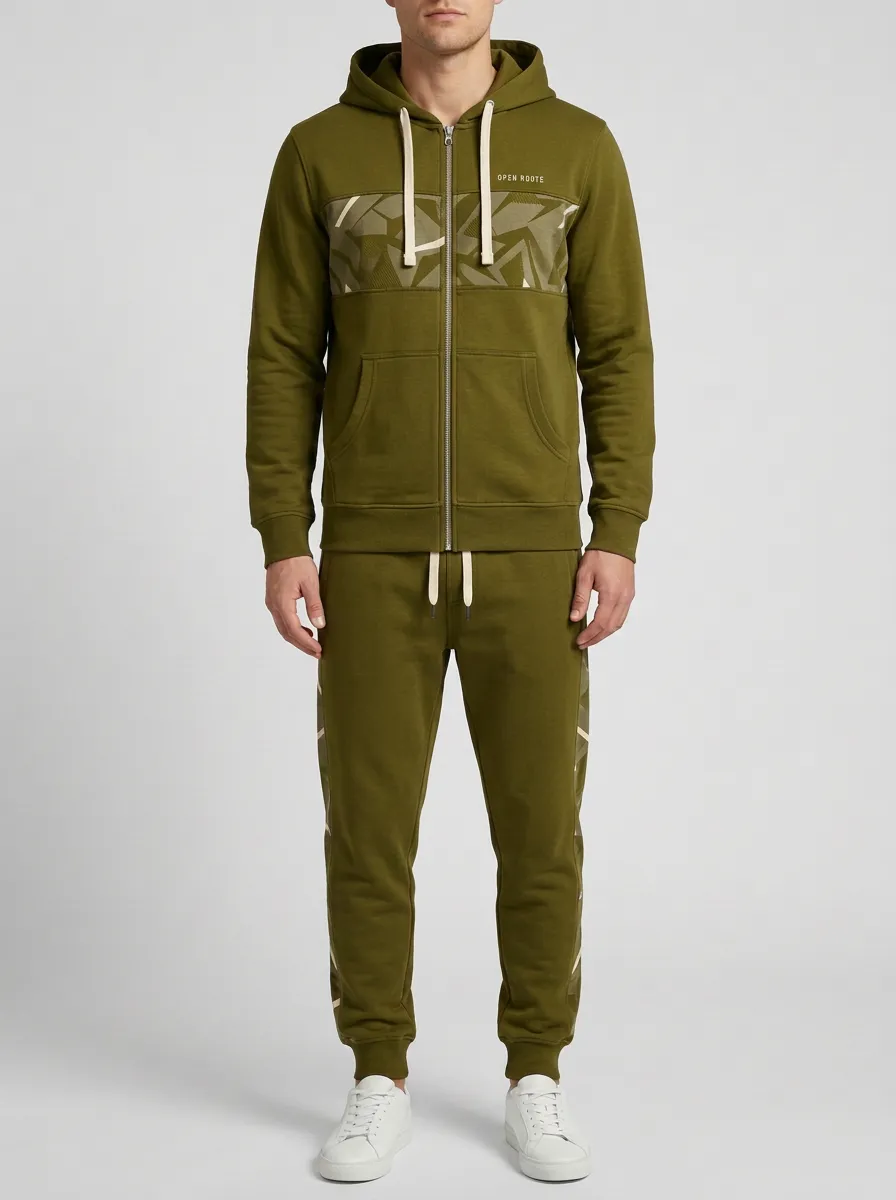 Men's Casual Geometric Pattern Print Jogger Set