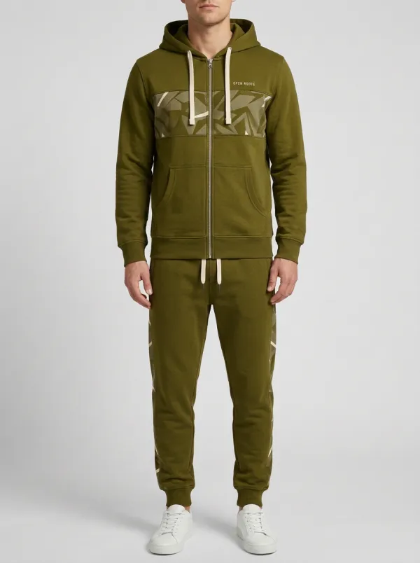 Men's Casual Geometric Pattern Print Jogger Set