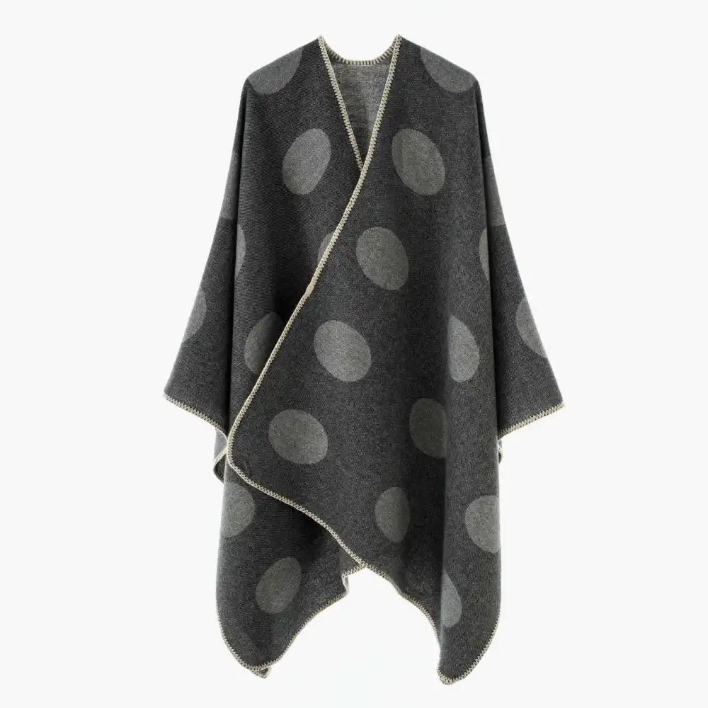 Polka Dot Wool Blend Wrap Scarf