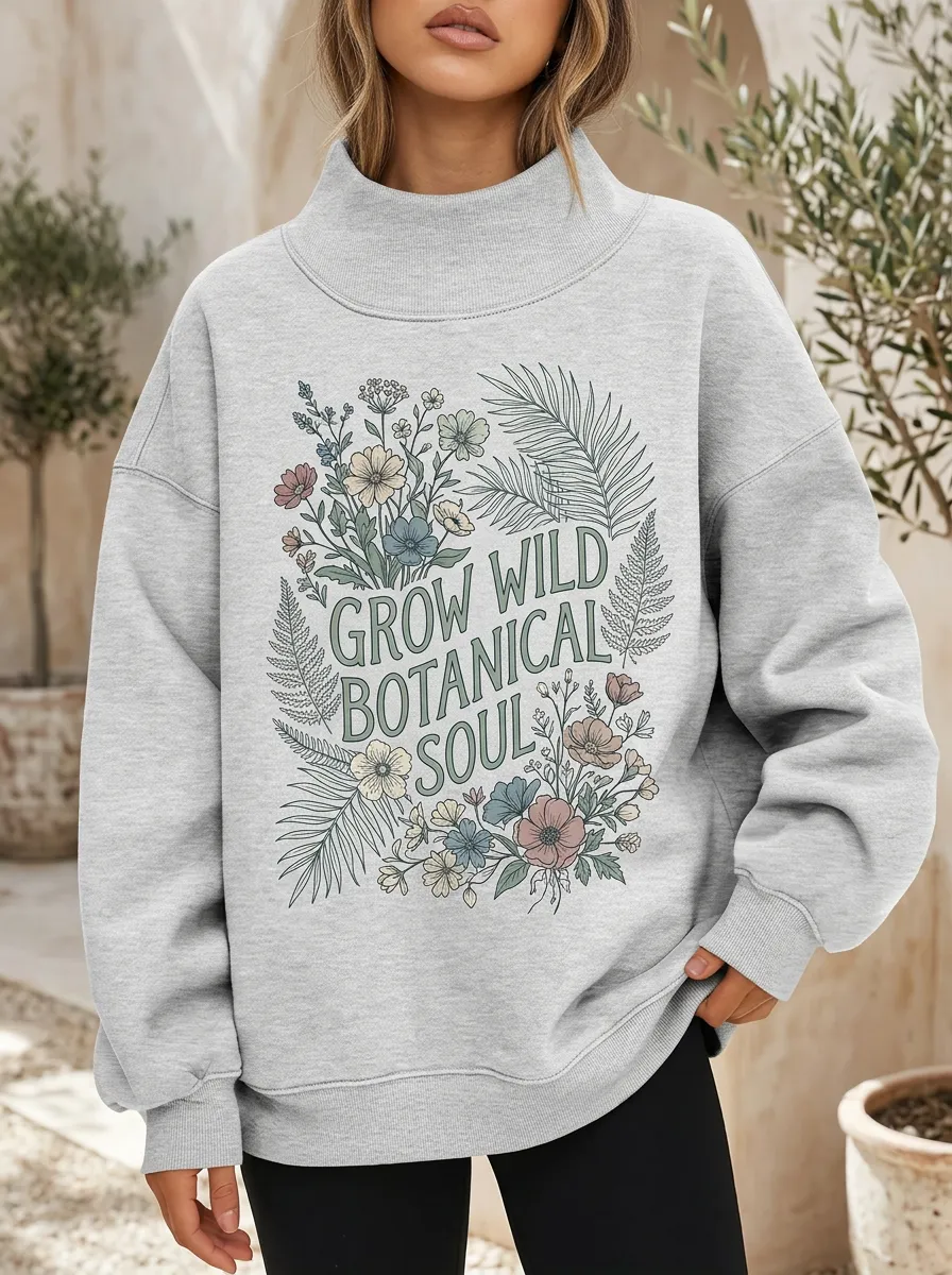 Women's Botanical Nature Lover Grow Wild Printed Sweatshirt