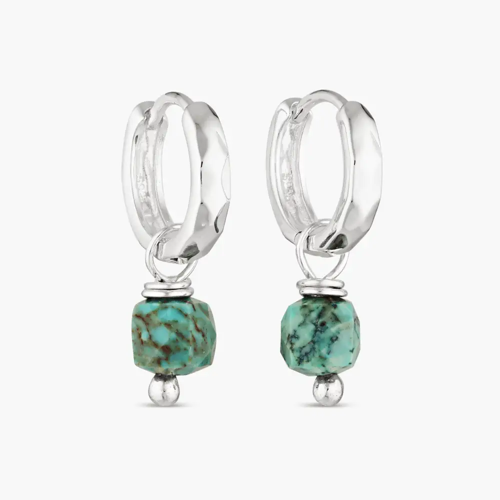 Faceted Sterling Silver Huggie Earrings